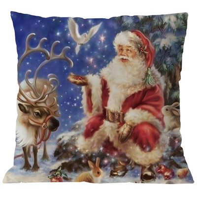 

〖Follure〗Merry Christmas Pillow Cases Linen Sofa Cushion Cover Home Decor Pillow Core