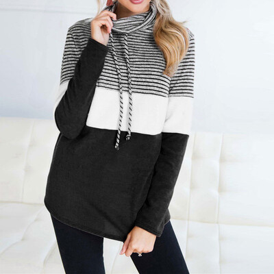 

Tailored Women Long Sleeve Casual Striped Stitching Pullover SweatShirts Top Blouse
