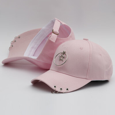 

New Cap Female Korean Chaopai Joker Student Stars with Spring&Summer Street Iron Ring Hip Hop Baseball Cap Male