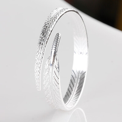 

New Leaf Feather Silver Color Bracelet For Women Girls Best Gift
