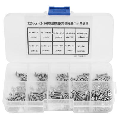 

Greensen 320pcs 2-56 Stainless Steel Hex Socket Cap Head Bolts Hex Screw Assortment Kit