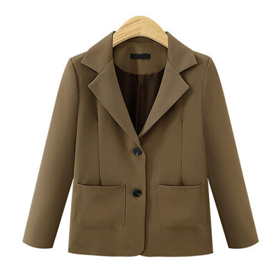 

Tailored Women Fashion Autumn Loose Solid Color Jacket Ladies Office Wear Coat Blouse