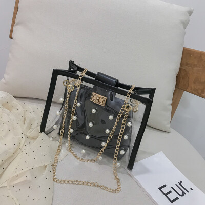 

2019 new temperament pearl chain Messenger bag female chic fashion wild child mother bag casual simple shoulder bag