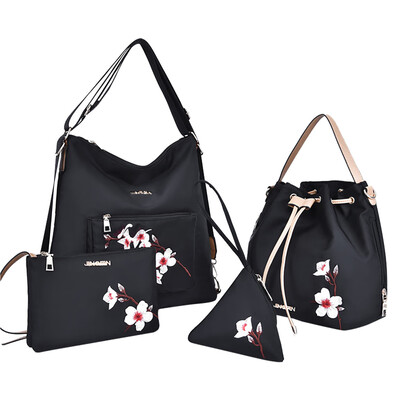 

Tailored Embroidery Fashion Bucket Bag Tote Shoulder Crossbody Bag For Women Girls 4Pcs