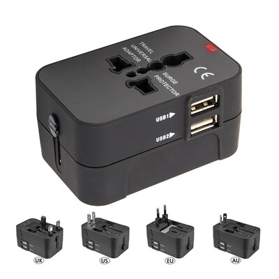 

Travel Adapter-World Universal Multi-function 2 USB Travel Wall Plug Adapter AUUKUSEU Plug