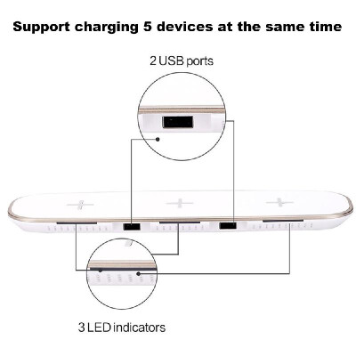 

3-in-1 Qi Wireless Charger Universal Phone Charge Base Charging Pad Equipped with 2 USB Charging Ports For i-Phone 88 PlusX or f