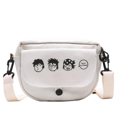 

Fashion Cute Cartoon Print Bag Women Shoulder Messenger Flap Canvas Bags