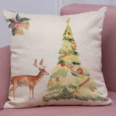 

Gobestart New Christmas Cotton Linen Pillow Case Sofa Cushion Cover Home Decor