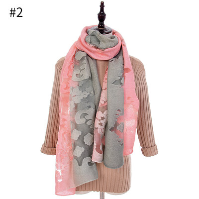

Lace silk scarf cut flower embroidery large gradient color scarf hollowed out organza cotton scarf sunscreen shawl