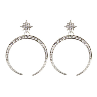 

Vintage Rhinestone Drop Earrings Heat Mini- Little Star Modeling Ear Nail Will Crescent Moon Crystal Women Girl Earrings