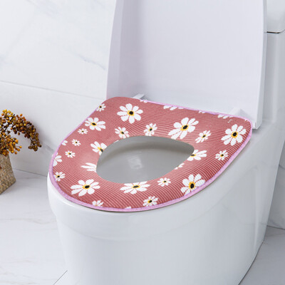 

Gobestart Bathroom Warmer Toilet Seat Bowl Soft Adhesive Tape Flower Washable Cover Pad