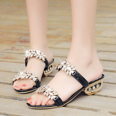 

Slippers Women Wear Fashionable Slippers with Medium-heel Sandals Slippers with Thick-heeled Slippers