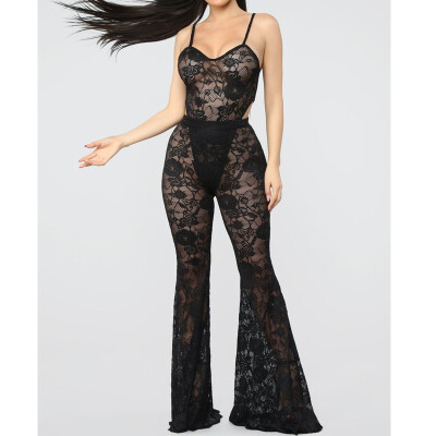 

Women Lace Sleeveless Mesh Bodycon Club Party Playsuit Jumpsuit Romper Trousers