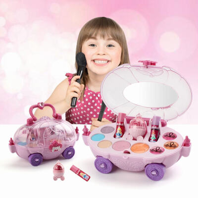 

Dress-Up Toy Makeup Cosmetic Box Carriage Shape Pretend Play Girls Cosmetics Kit Environmental Toys Beauty Safety Toy for Kids