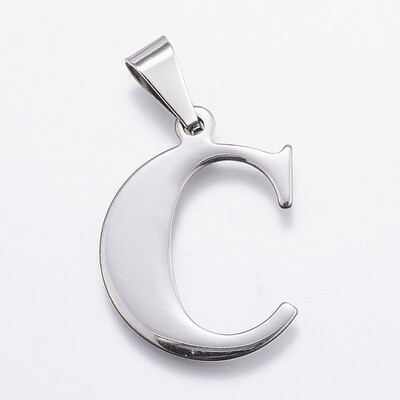 

304 Stainless Steel Pendants Initial LetterC 275x20x1mm Hole 3x8mm