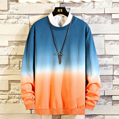 

Toponeto Mens New Style Fashion Collar Gradually Coloured Long Sleeve Guard Blouse