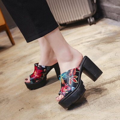 

Rose Wedge Slippers Female Summer Sandals Sponge Cake High Heel Womens Shoes