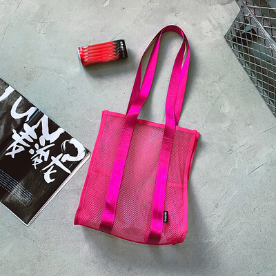 

Tailored Unisex Mesh Messenger Pure Color Shoulder Bag Large Handle Bags Shopping Bags