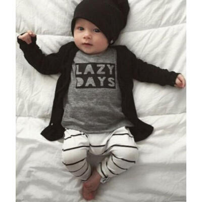 

New Infant Kids Baby Boys Girls Long Sleeve Tops Pants Clothes 2Pcs Outfit Sets