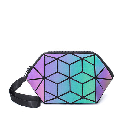 

LOVEVOOK women makeup bags PU leather small clutch female with short strap cosmetic bag for travel geometric bag luminous color