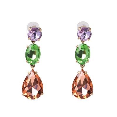 

2019 High Quality Crystal Round Water Drop Ceometric Dangle Earrings Rhinestone Earrings Fashion Wedding Jewelry women Brincos