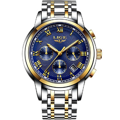 

LIGE 9849 Quartz Man Watch Unique Fashion Sport Casual Brand Quartz Clock Luxury Stainless Steel Strap Waterproof Wrist Watch Relo