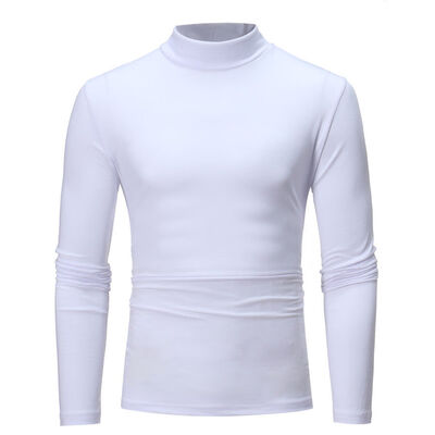 

CASUAL MEN ROLL NECK LONG SLEEVE COTTON TOP NECK TURTLE NECK SHIRT