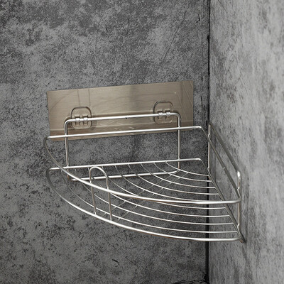 

Stainless Steel Bathroom Corner Shelf Rack Caddy Storage Bath Shower Free Drill