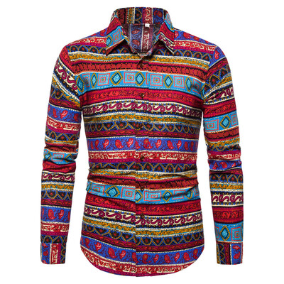 

Tailored Mens Summer Fashion Business Leisure Printing Long-sleeved Shirt Top Blouse