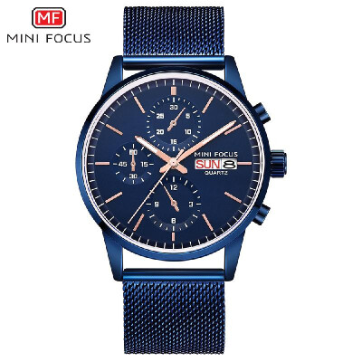 

MINI FOCUS MF0180G Men Watch Quartz Stainless Steel Strap Simple Wristwatch Time Display Calendar Fashion Casual 3ATM Waterproof