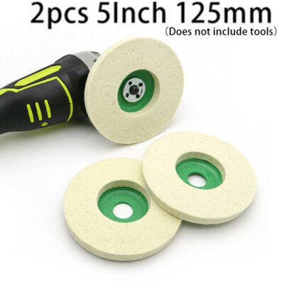 

2pcs 125mm 5 Inch Wool Buffing Angle Grinder Wheel Felt Polishing Disc Pad Set