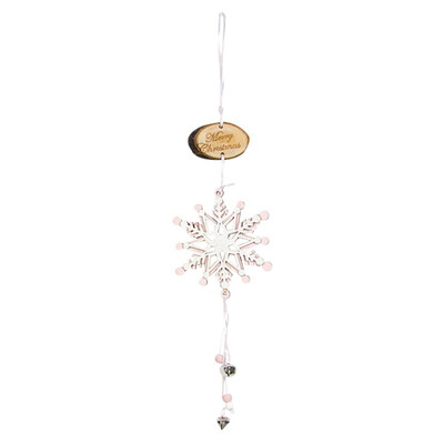 

Christmas Decorations Wood Carving Snowflake Ornament With Christmas Bell Pendant Festive Party Supplies