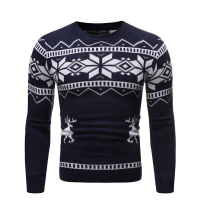 

Mens Novelty Christmas Sweater Retro Vintage Jumper Snowflake Knitted Xmas Tops