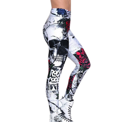 

Tailored Women Fashion Skull Printed Skinny Slim High Waist Yoga Leggings Pants