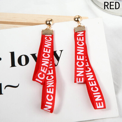 

Women Studs Dangle Earring Long Ear Letter Cloth Ribbon Practical Earring Cloth Dangle Jewelry Studs
