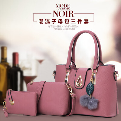 

Foreign trade new womens bag Korean fashion child mother bag three-piece tide hanging hair ball single shoulder diagonal package