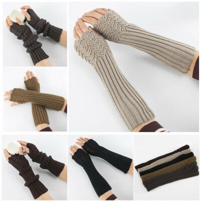 

Fashion Women Knitted Fingerless Winter Gloves Soft Warm Wool Mitten Warm UK