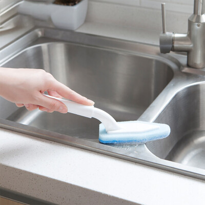 

Toponeto Universal Kitchen Bathroom Long Handle Multifunctional Triangular Sponge Brush