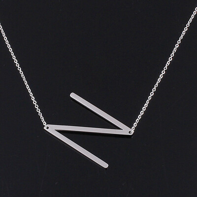 

Alphabet Necklace Silver Plated Initial Letter Alphabet A - Z Choker Pendant