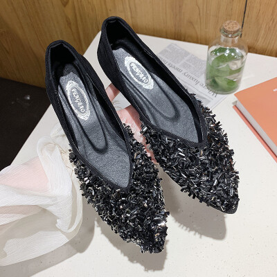 

Spring Korean version water drill point shallow fairy gentle shoes chic same flat sole single shoe woman