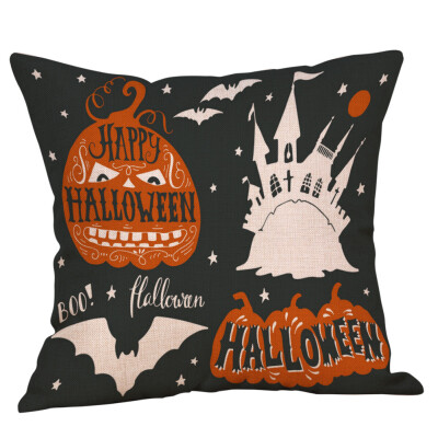 

〖Follure〗Halloween Pillow Cases Linen Sofa Pumpkin Ghosts Cushion Cover Home Decor