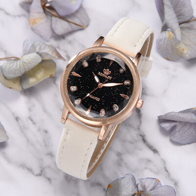

RM Luxury Temperament Lady Irregular Mirror Leather Belt Watch Analog Quartz Watch
