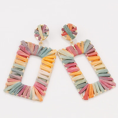 

Flashbuy Boho Lafite Earrings for Women Square Bohemian Statement Drop Earrings Beach Jewelry Handmade Fashion Female Pendientes