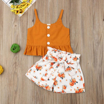 

US Summer Baby Kids Girls Toddler Tank Top VestShorts Pants Outfits Clothes Set