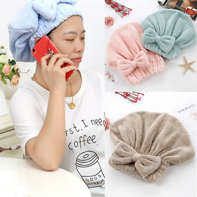 

Turban Dry Shower Microfiber Hair Wrap Towel Drying Bath Spa Head Cap Hat UK