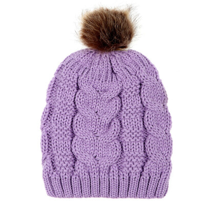 

Tailored Adult Women Keep Warm Winter Fur Ball Knitted Wool Beanie Hemming Hat Cap