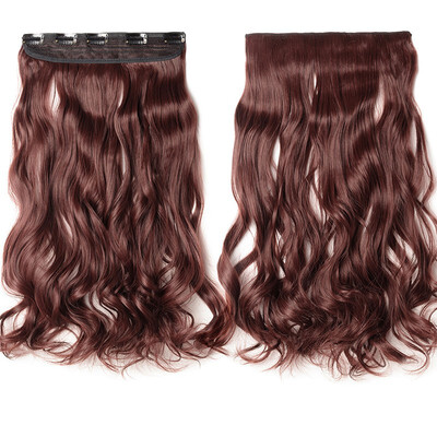 

Synthetic Fiber Clips in on Hair Extension 34 Full Head One Piece 5 Clips Long Silky Straight Curly Wavy