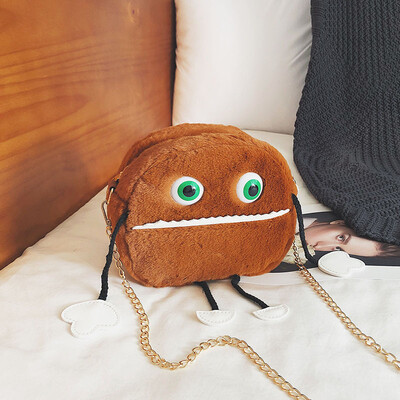 

New cute funny small bag female 2018 new winter fur portable girl chic chain shoulder Messenger bag