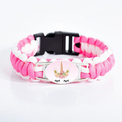 

8 Styles Unicorn Horse Adjustable Bracelets Camping Hiking Outdoor Survival Rope Para cord Bracelet Women Girls Jewelry Gift
