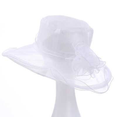 

Fashion Women Bowknot Wide Brim Hat Wedding Church Beach Sun Hats